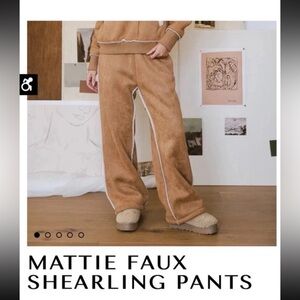 Brown Faux Shearling Pants